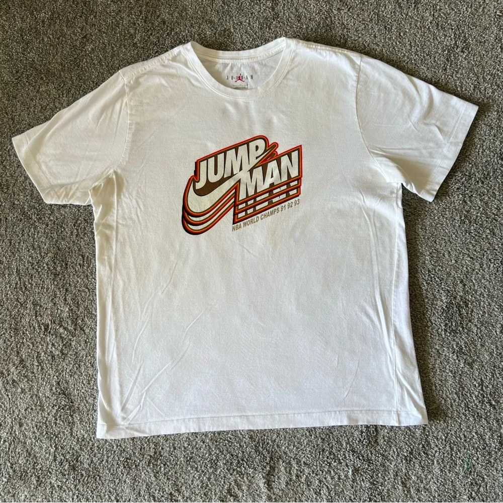 Air jordan shirt mens large white red jump man nike logo‎ swoosh streetwear